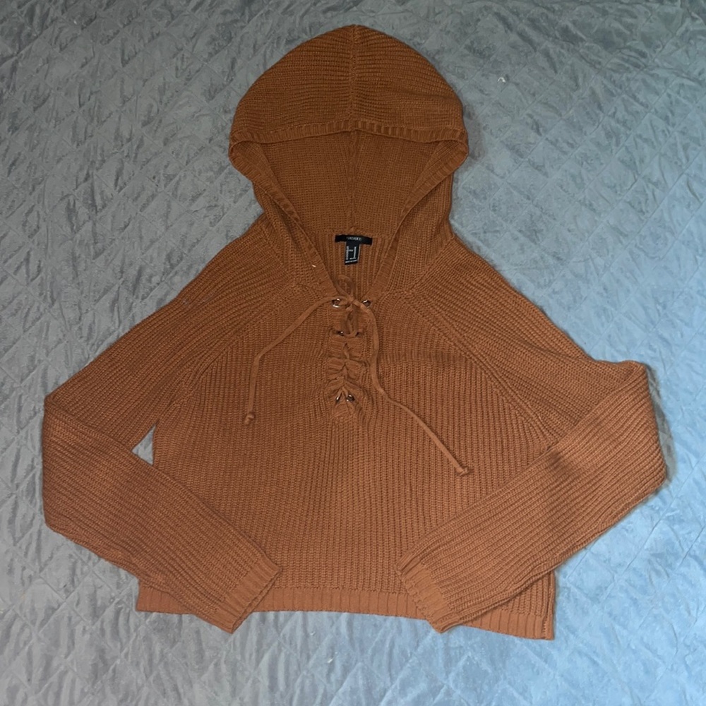 Rusty orange hooded cropped sweatshirt